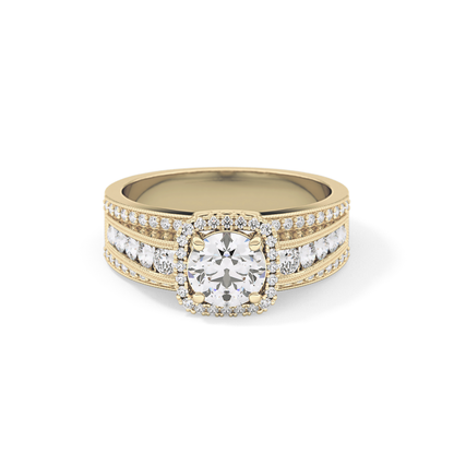 Round Halo & Triple Pave Lab Grown Diamond Engagement Ring
