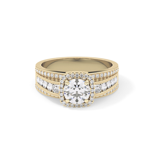 Round Halo & Triple Pave Lab Grown Diamond Engagement Ring