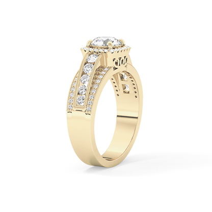 Round Halo & Triple Pave Lab Grown Diamond Engagement Ring