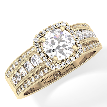 Round Halo & Triple Pave Lab Grown Diamond Engagement Ring