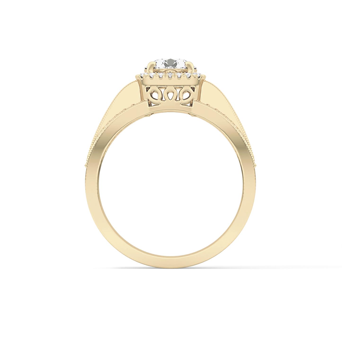 Round Halo & Triple Pave Lab Grown Diamond Engagement Ring