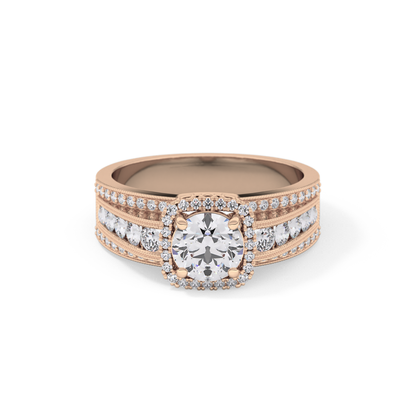 Round Halo & Triple Pave Lab Grown Diamond Engagement Ring