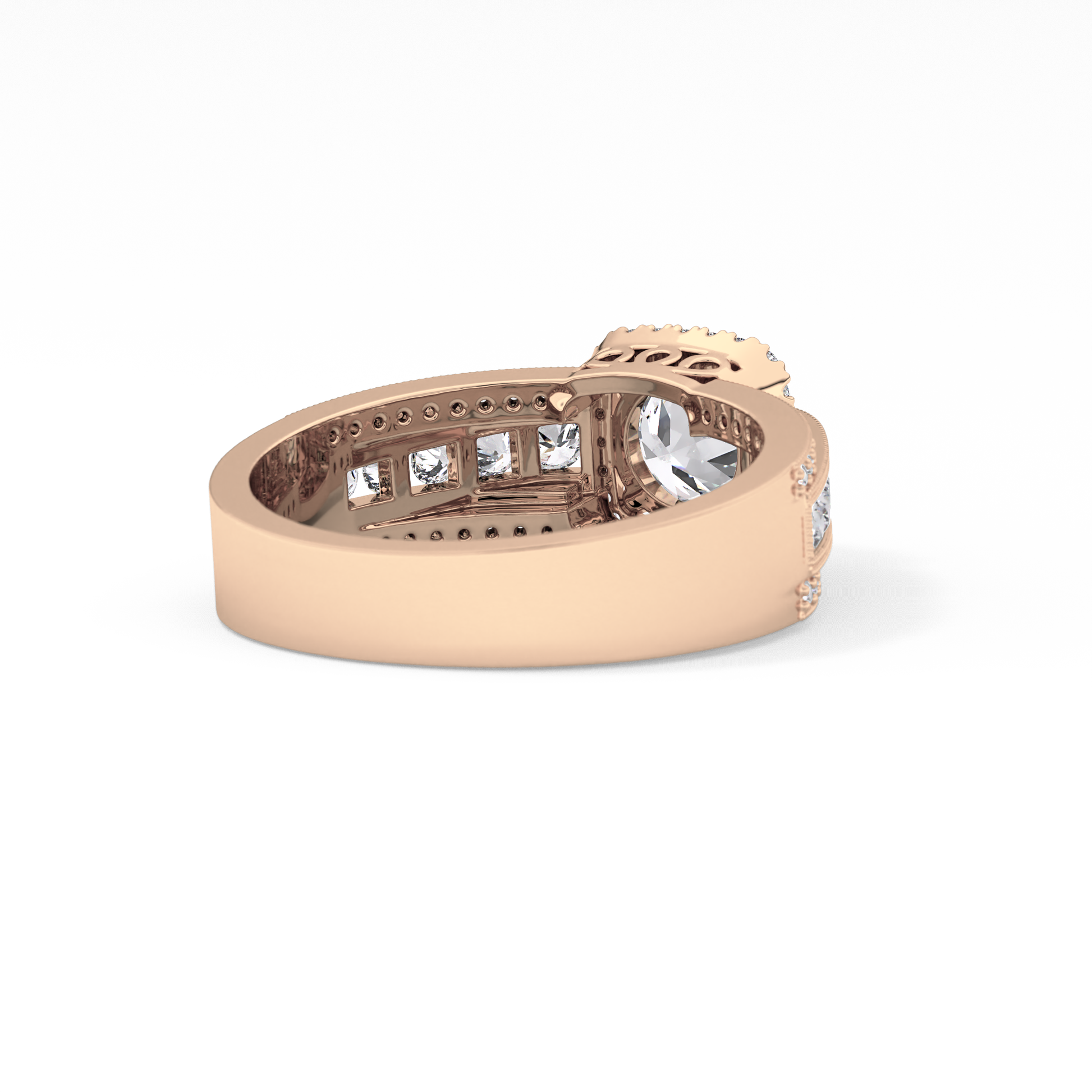 Round Halo & Triple Pave Lab Grown Diamond Engagement Ring