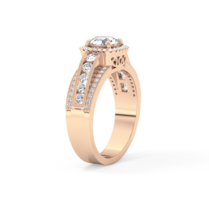 Round Halo & Triple Pave Lab Grown Diamond Engagement Ring