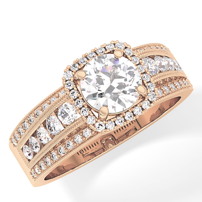 Round Halo & Triple Pave Lab Grown Diamond Engagement Ring