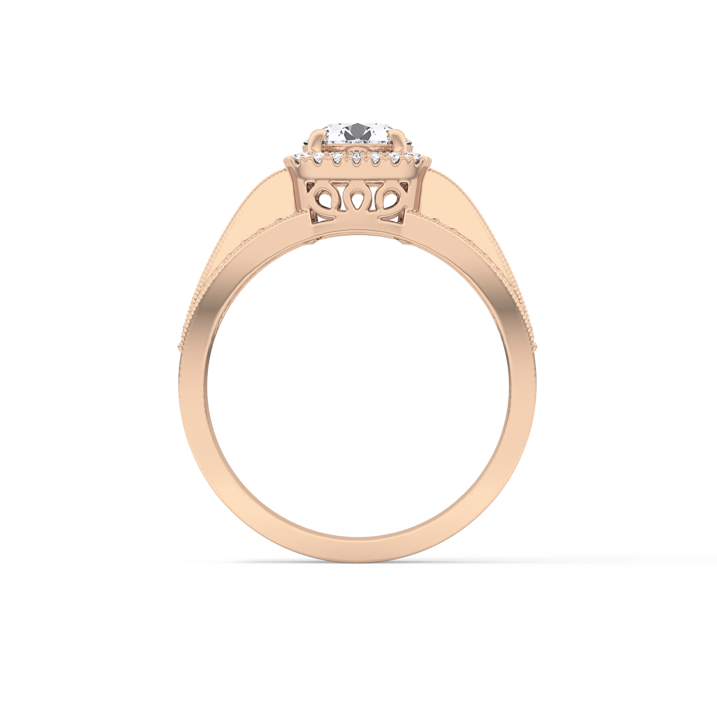 Round Halo & Triple Pave Lab Grown Diamond Engagement Ring
