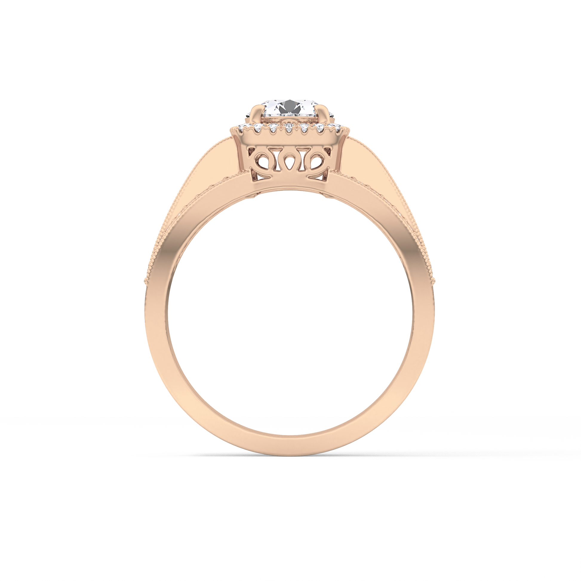 Round Halo & Triple Pave Lab Grown Diamond Engagement Ring