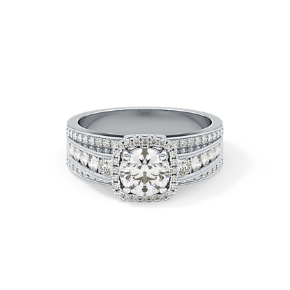 Round Halo & Triple Pave Lab Grown Diamond Engagement Ring