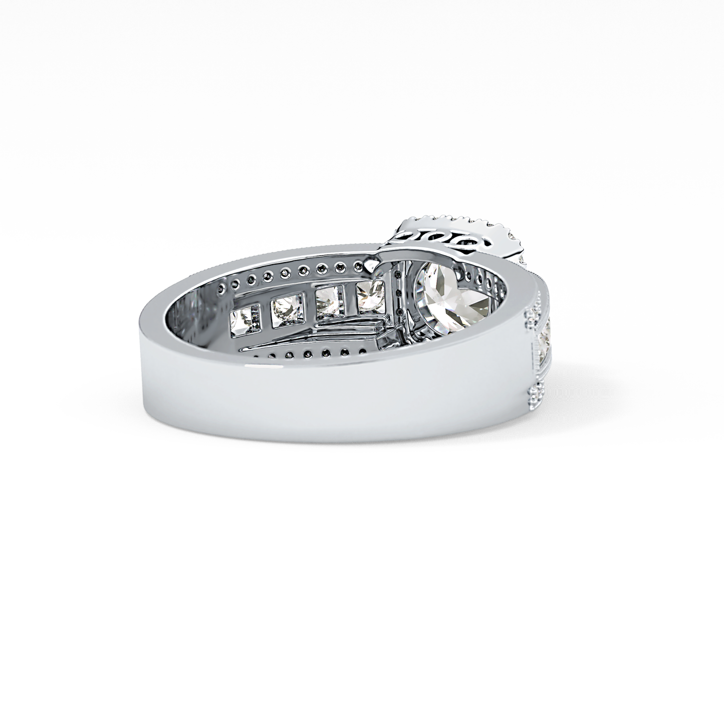 Round Halo & Triple Pave Lab Grown Diamond Engagement Ring