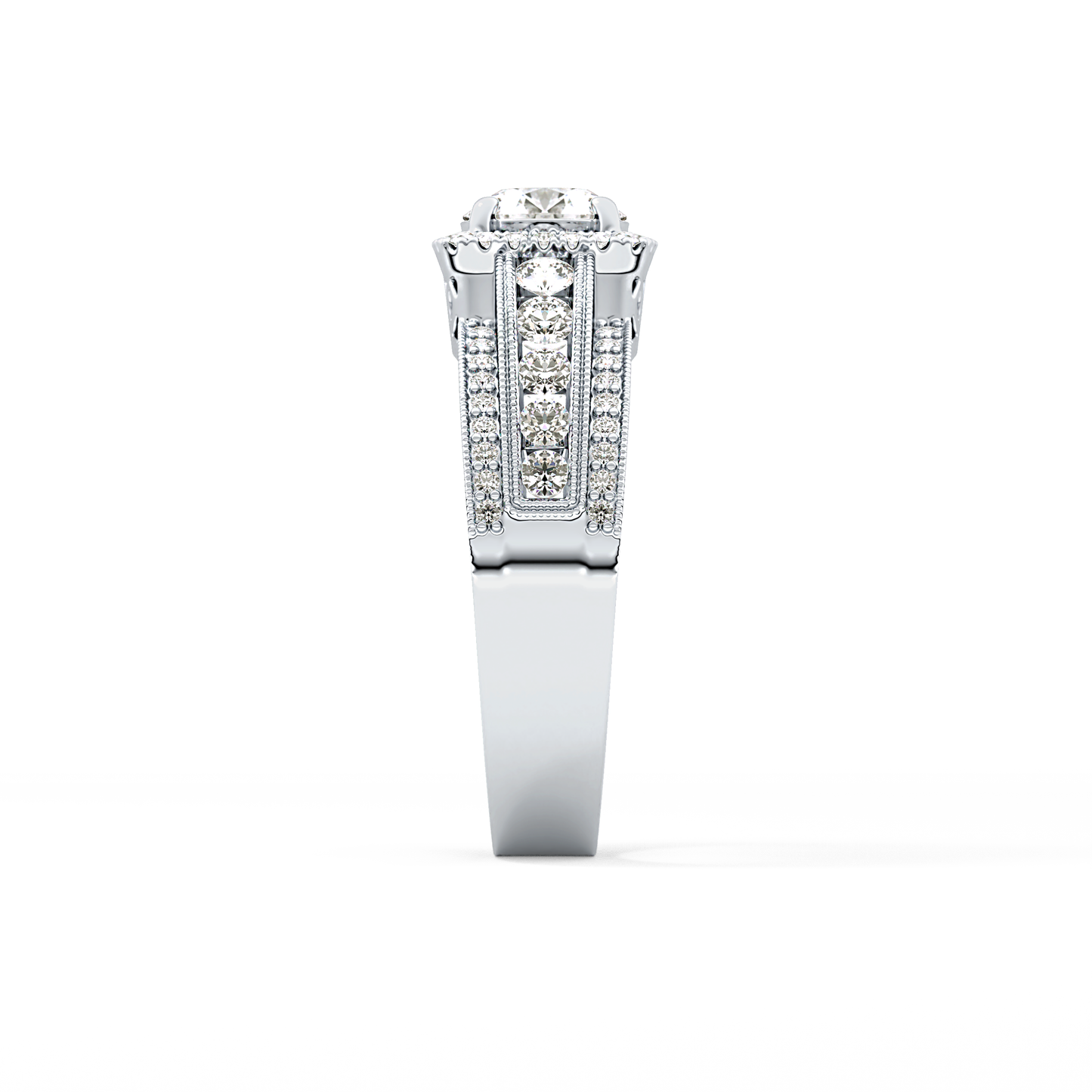 Round Halo & Triple Pave Lab Grown Diamond Engagement Ring