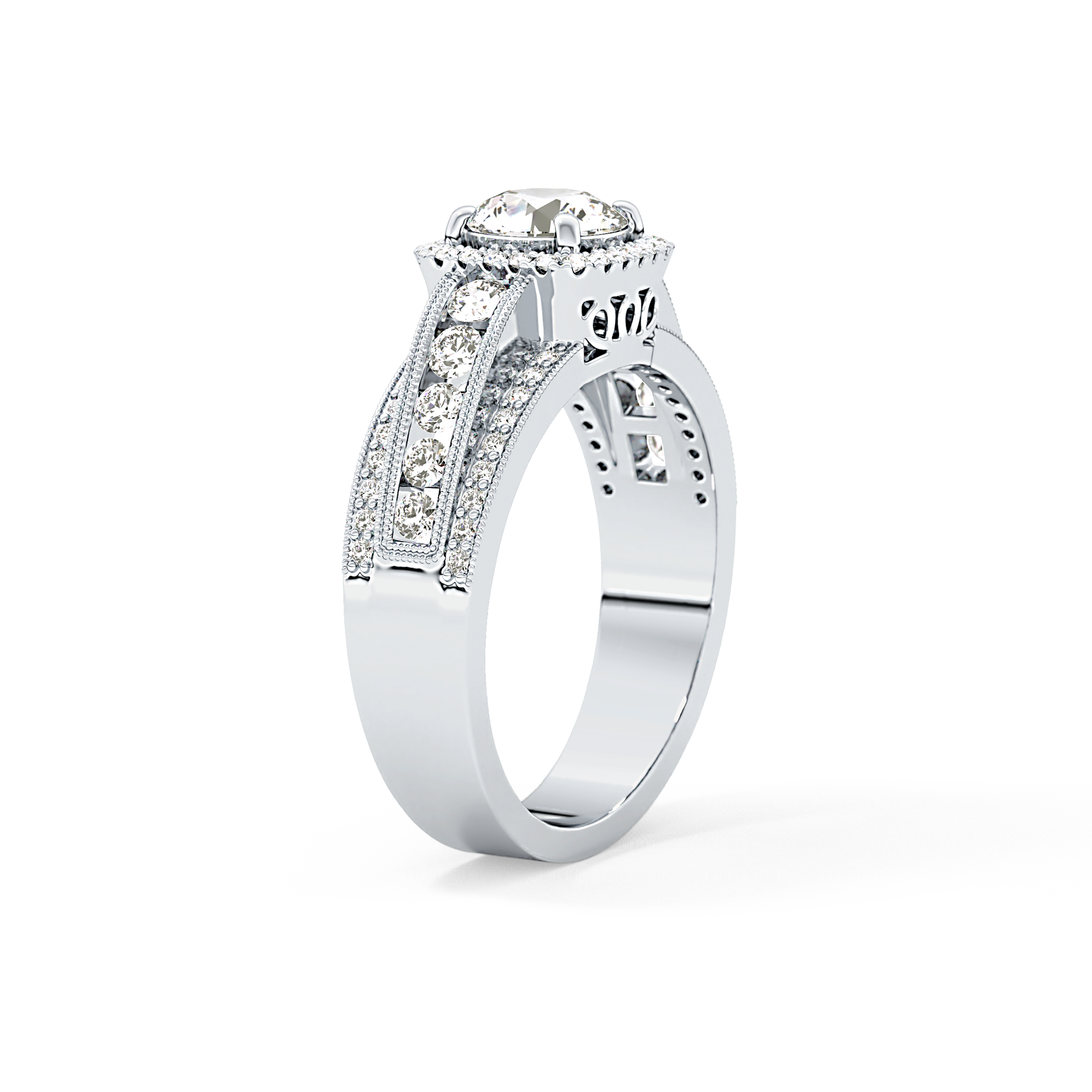 Round Halo & Triple Pave Lab Grown Diamond Engagement Ring