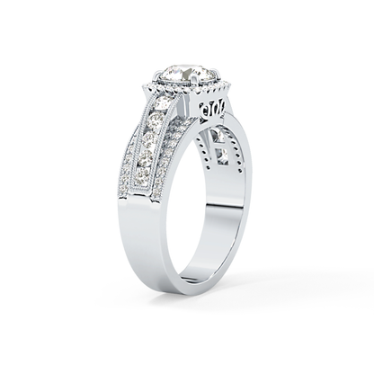 Round Halo & Triple Pave Lab Grown Diamond Engagement Ring