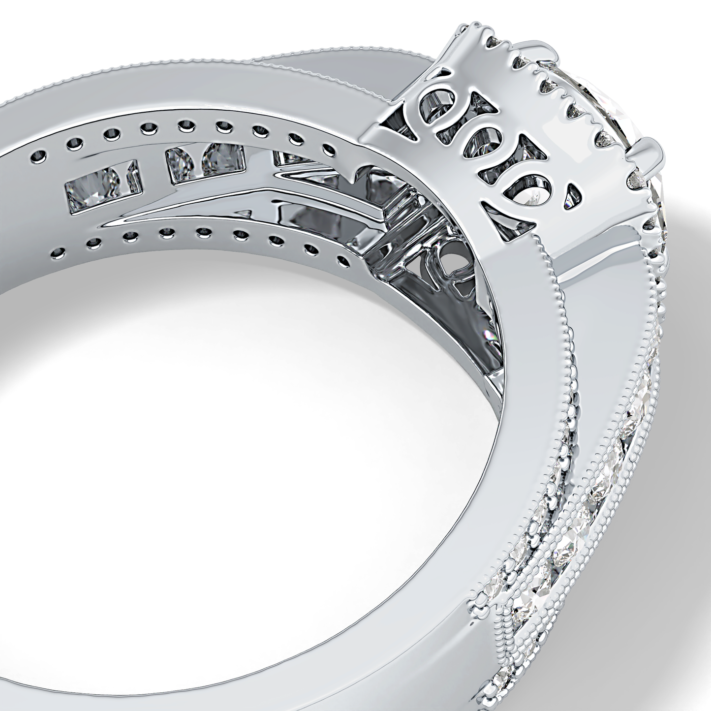 Round Halo & Triple Pave Lab Grown Diamond Engagement Ring