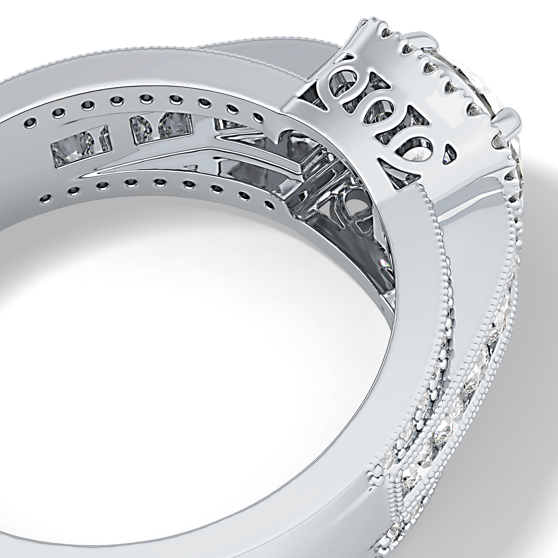 Round Halo & Triple Pave Lab Grown Diamond Engagement Ring