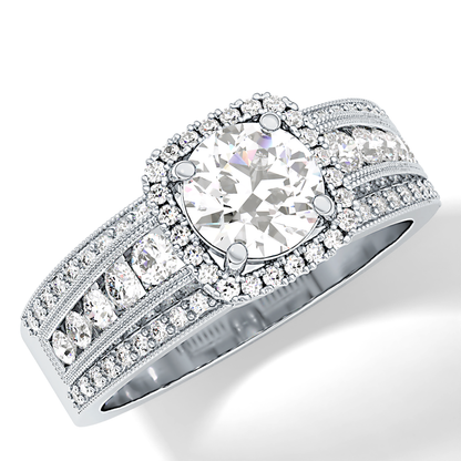 Round Halo & Triple Pave Lab Grown Diamond Engagement Ring