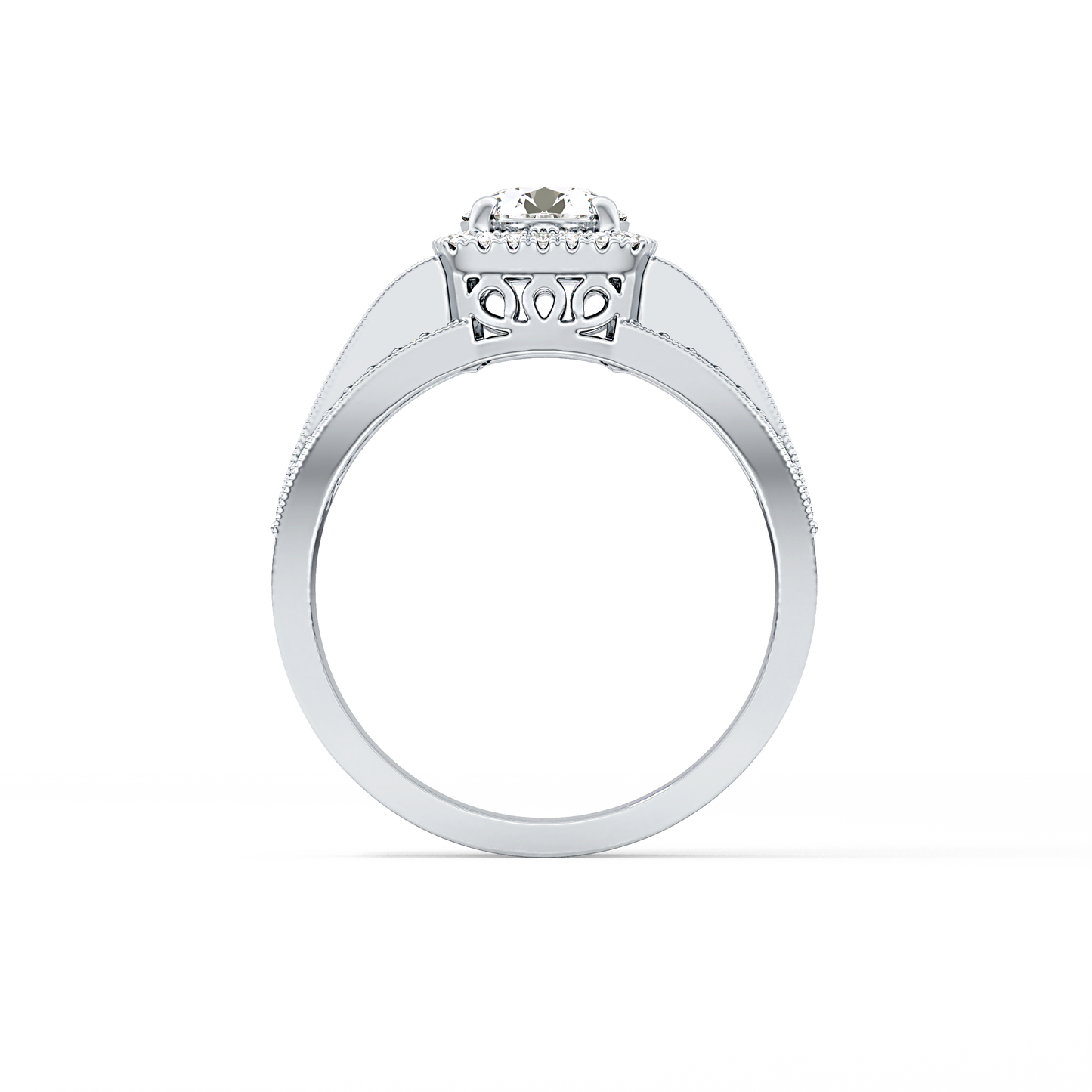 Round Halo & Triple Pave Lab Grown Diamond Engagement Ring