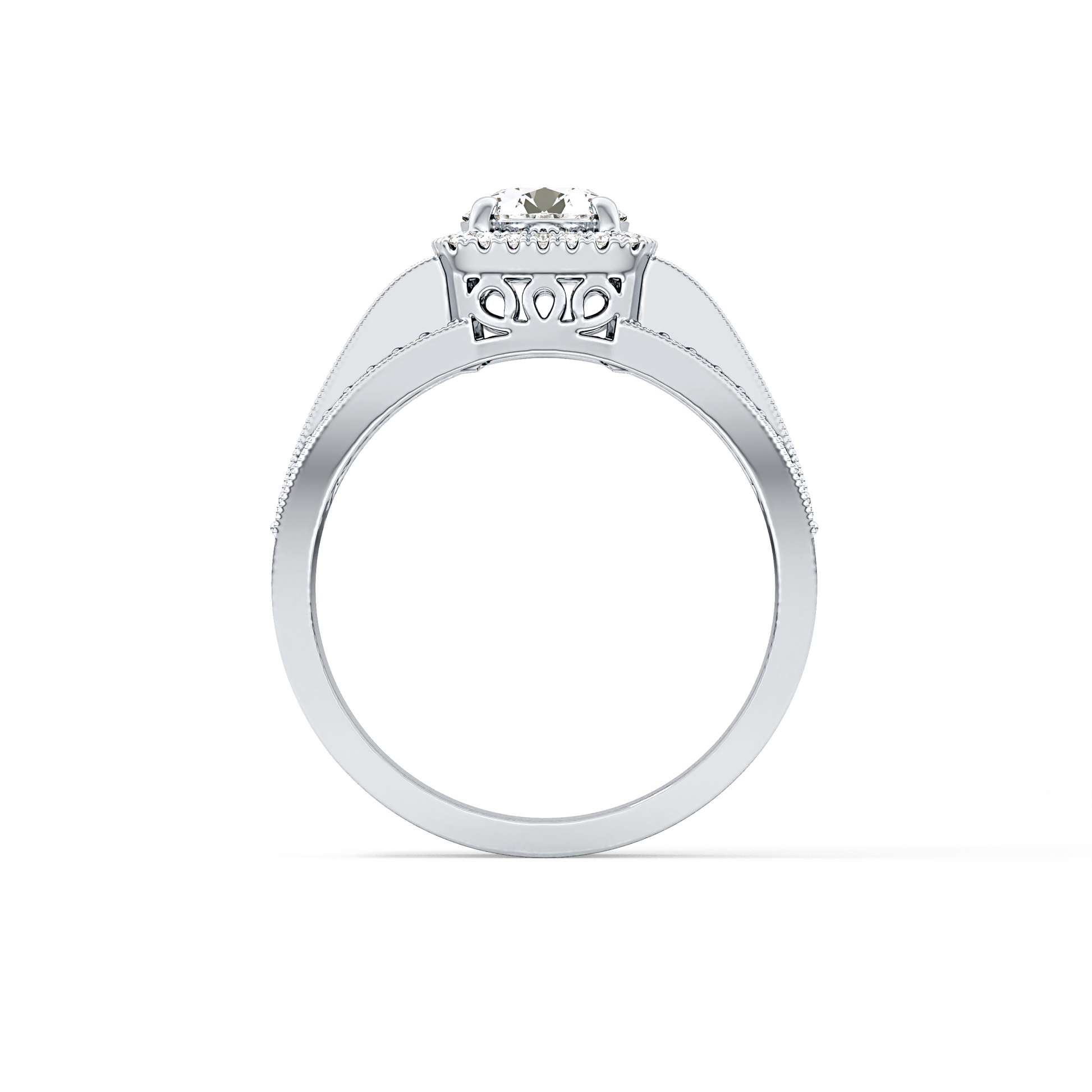Round Halo & Triple Pave Lab Grown Diamond Engagement Ring