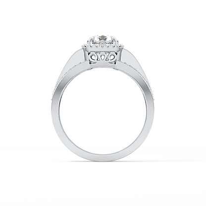 Round Halo & Triple Pave Lab Grown Diamond Engagement Ring