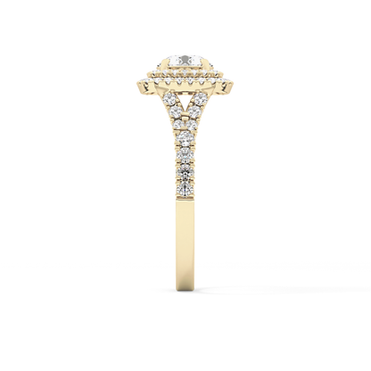 Round Double Halo & Split Shank Pave Lab Grown Diamond Engagement Ring