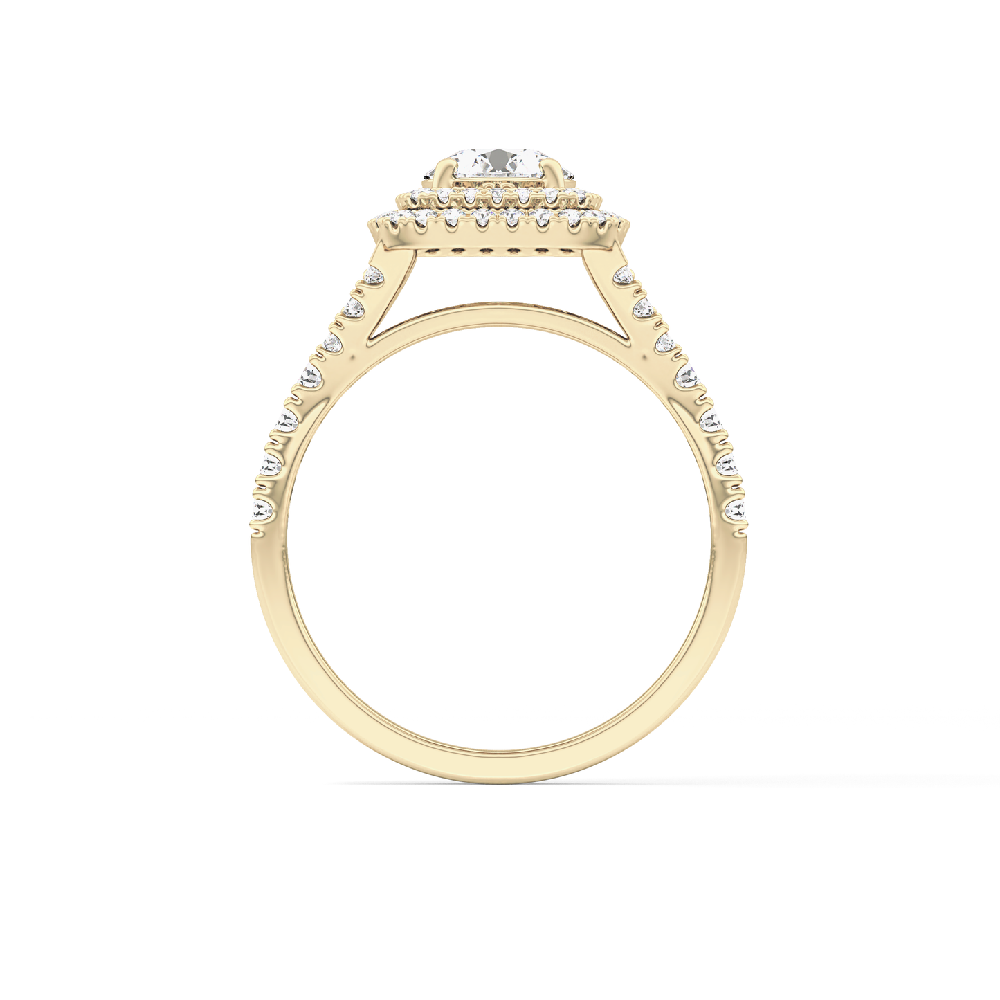 Round Double Halo & Split Shank Pave Lab Grown Diamond Engagement Ring