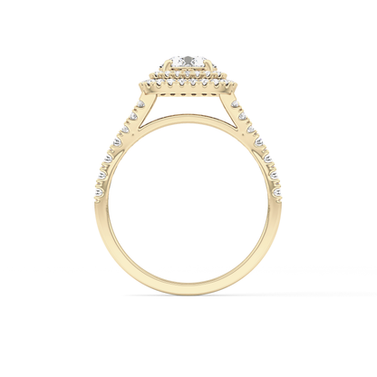 Round Double Halo & Split Shank Pave Lab Grown Diamond Engagement Ring