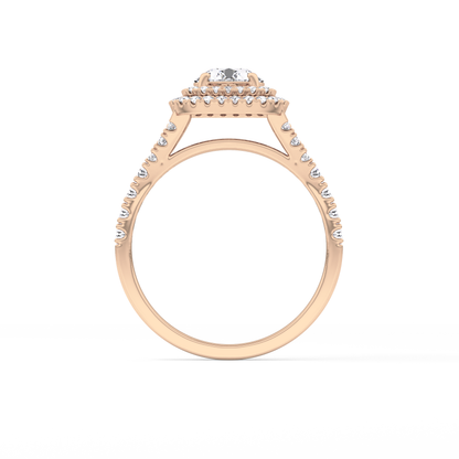 Round Double Halo & Split Shank Pave Lab Grown Diamond Engagement Ring