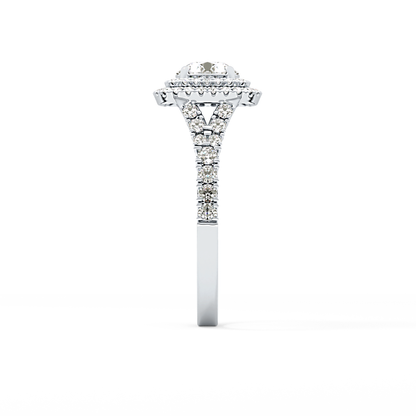 Round Double Halo & Split Shank Pave Lab Grown Diamond Engagement Ring