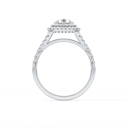 Round Double Halo & Split Shank Pave Lab Grown Diamond Engagement Ring