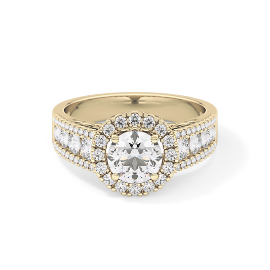 Round Halo & Triple Pave Lab Grown Diamond Engagement Ring