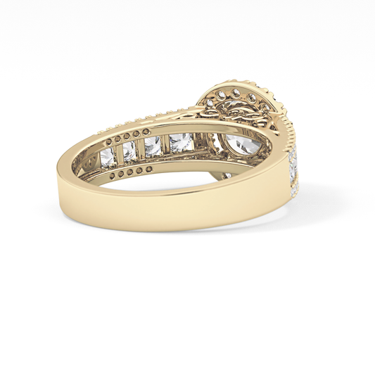 Round Halo & Triple Pave Lab Grown Diamond Engagement Ring