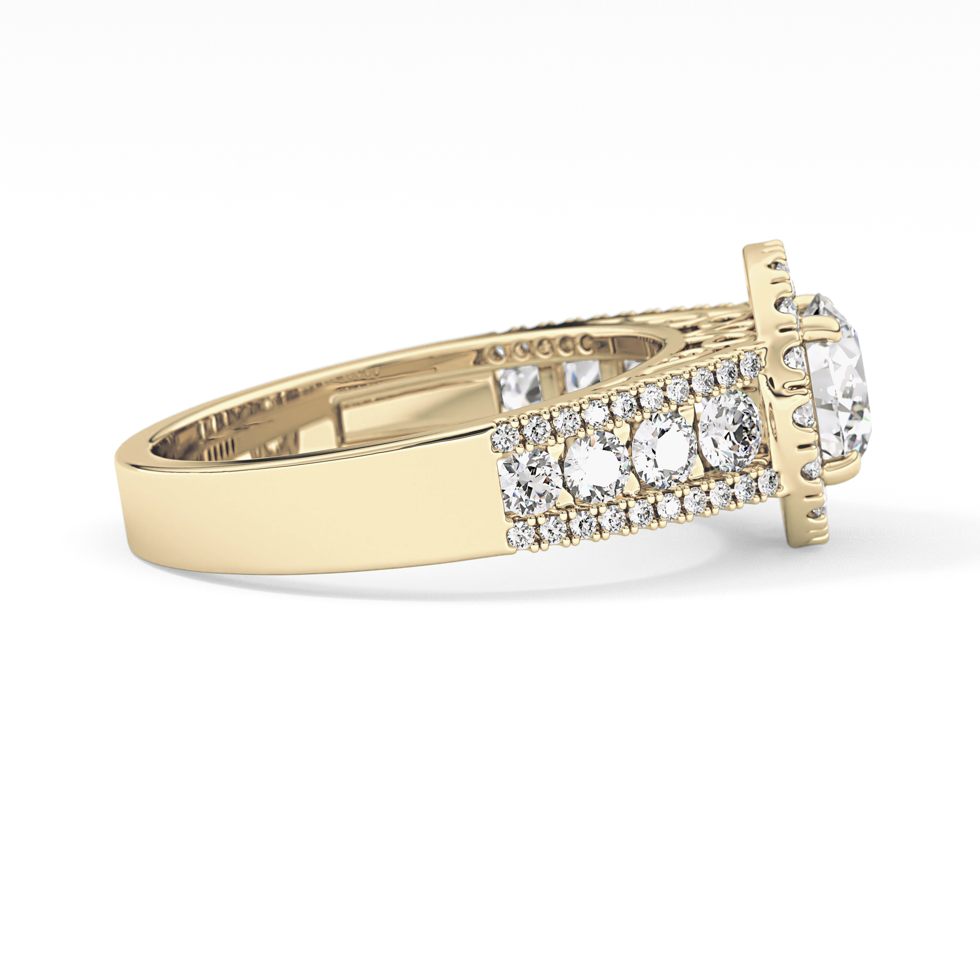 Round Halo & Triple Pave Lab Grown Diamond Engagement Ring