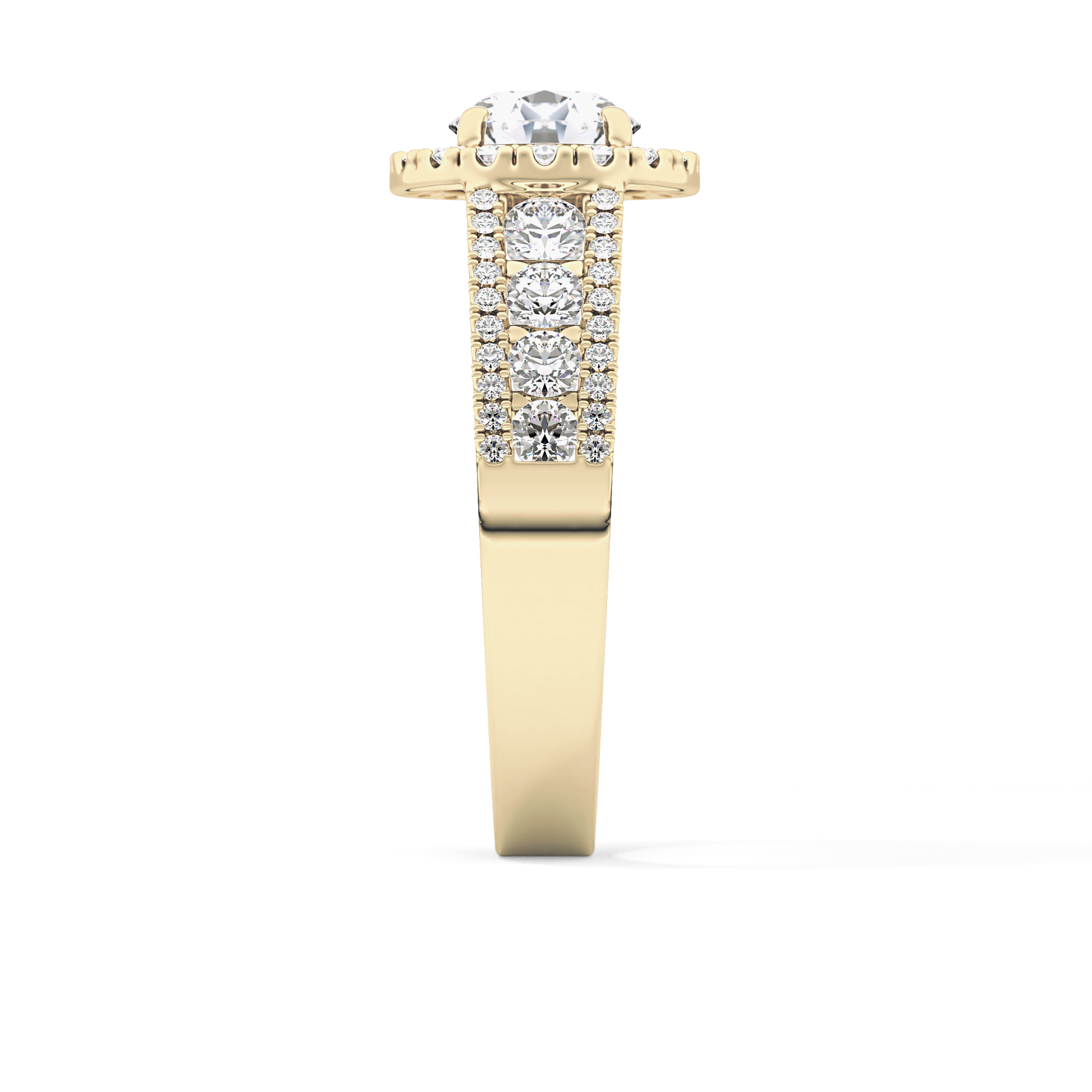 Round Halo & Triple Pave Lab Grown Diamond Engagement Ring