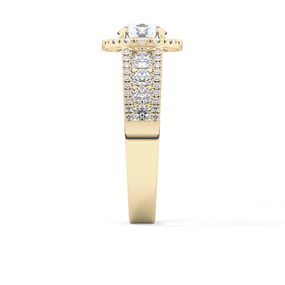 Round Halo & Triple Pave Lab Grown Diamond Engagement Ring