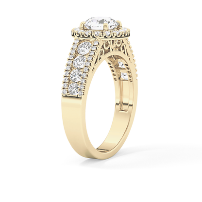 Round Halo & Triple Pave Lab Grown Diamond Engagement Ring