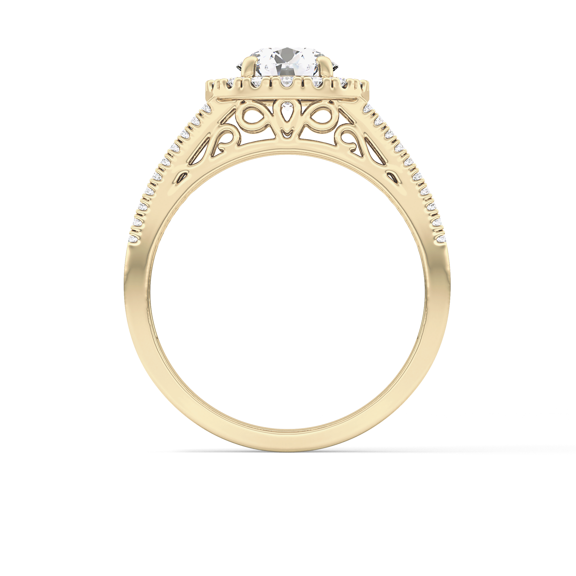 Round Halo & Triple Pave Lab Grown Diamond Engagement Ring