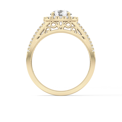 Round Halo & Triple Pave Lab Grown Diamond Engagement Ring