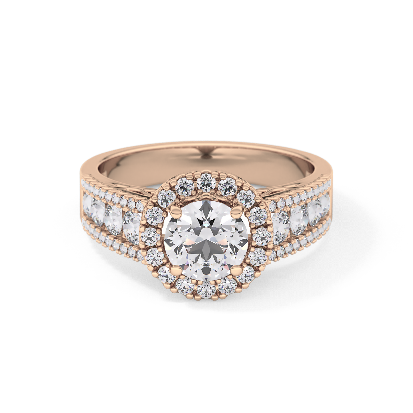 Round Halo & Triple Pave Lab Grown Diamond Engagement Ring