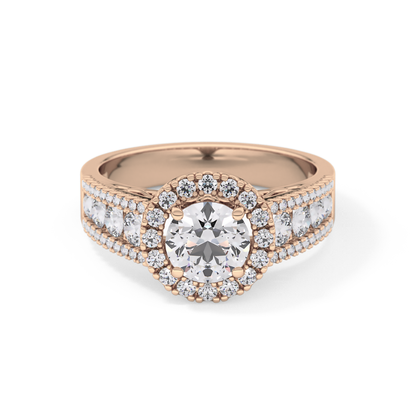 Round Halo & Triple Pave Lab Grown Diamond Engagement Ring