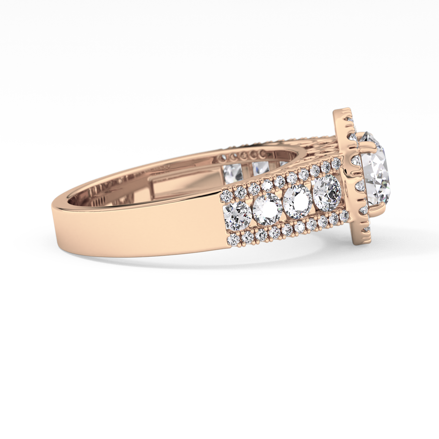 Round Halo & Triple Pave Lab Grown Diamond Engagement Ring