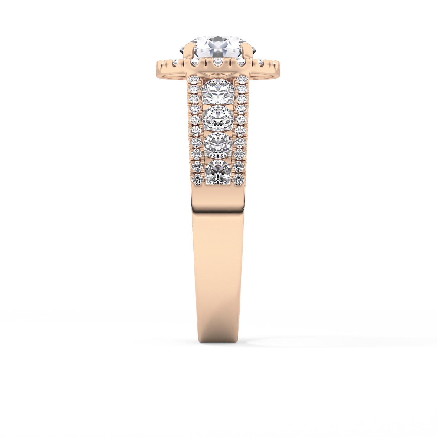 Round Halo & Triple Pave Lab Grown Diamond Engagement Ring
