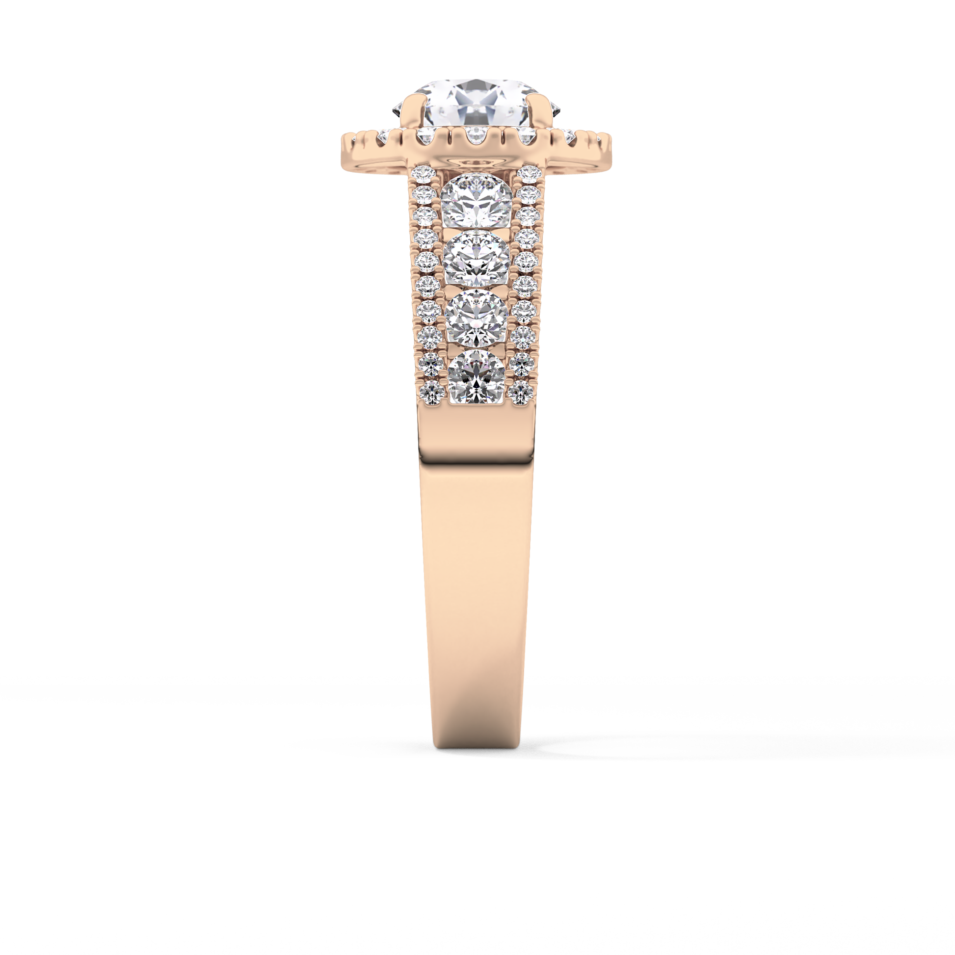 Round Halo & Triple Pave Lab Grown Diamond Engagement Ring