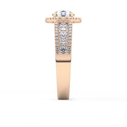 Round Halo & Triple Pave Lab Grown Diamond Engagement Ring