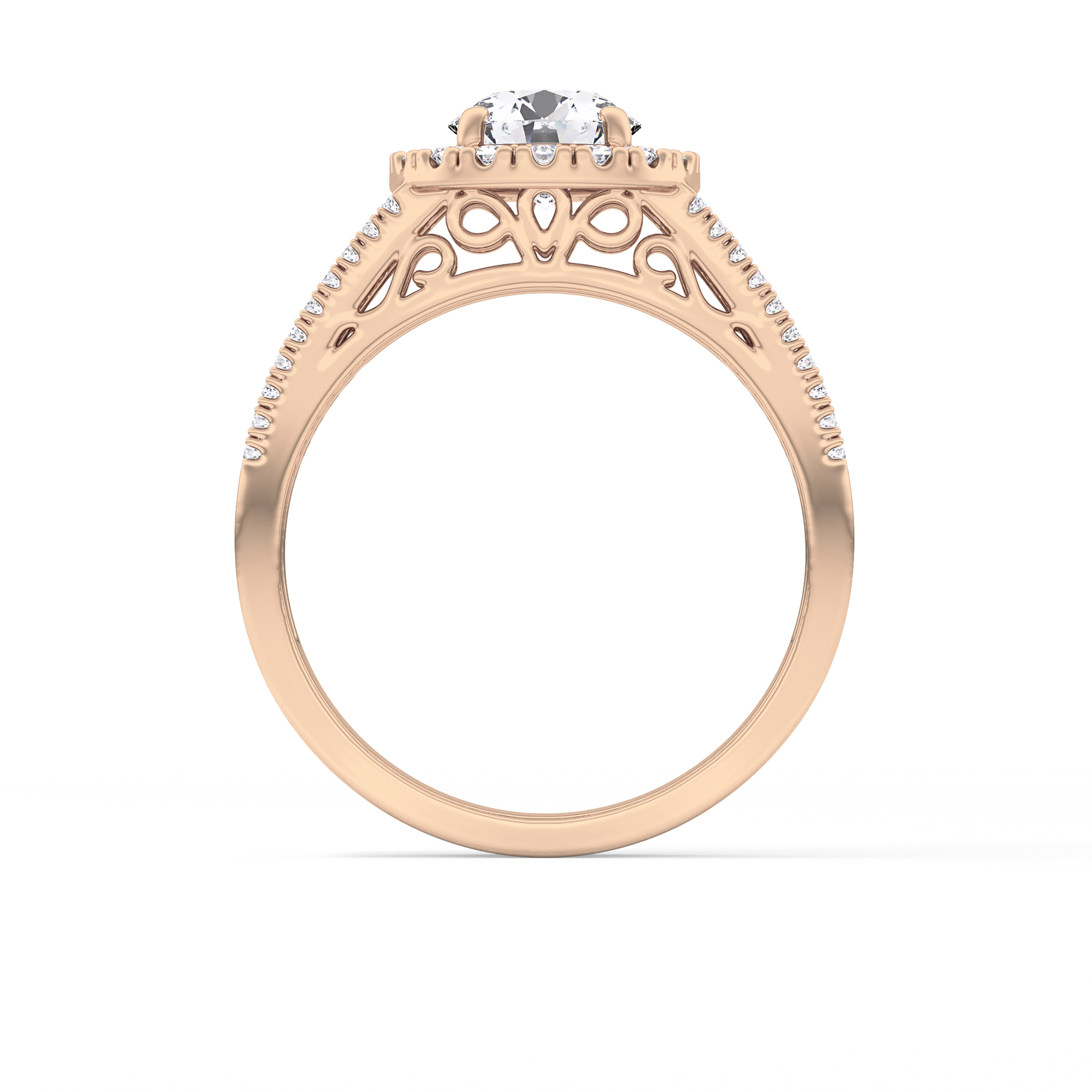 Round Halo & Triple Pave Lab Grown Diamond Engagement Ring