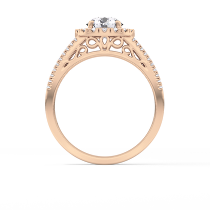 Round Halo & Triple Pave Lab Grown Diamond Engagement Ring
