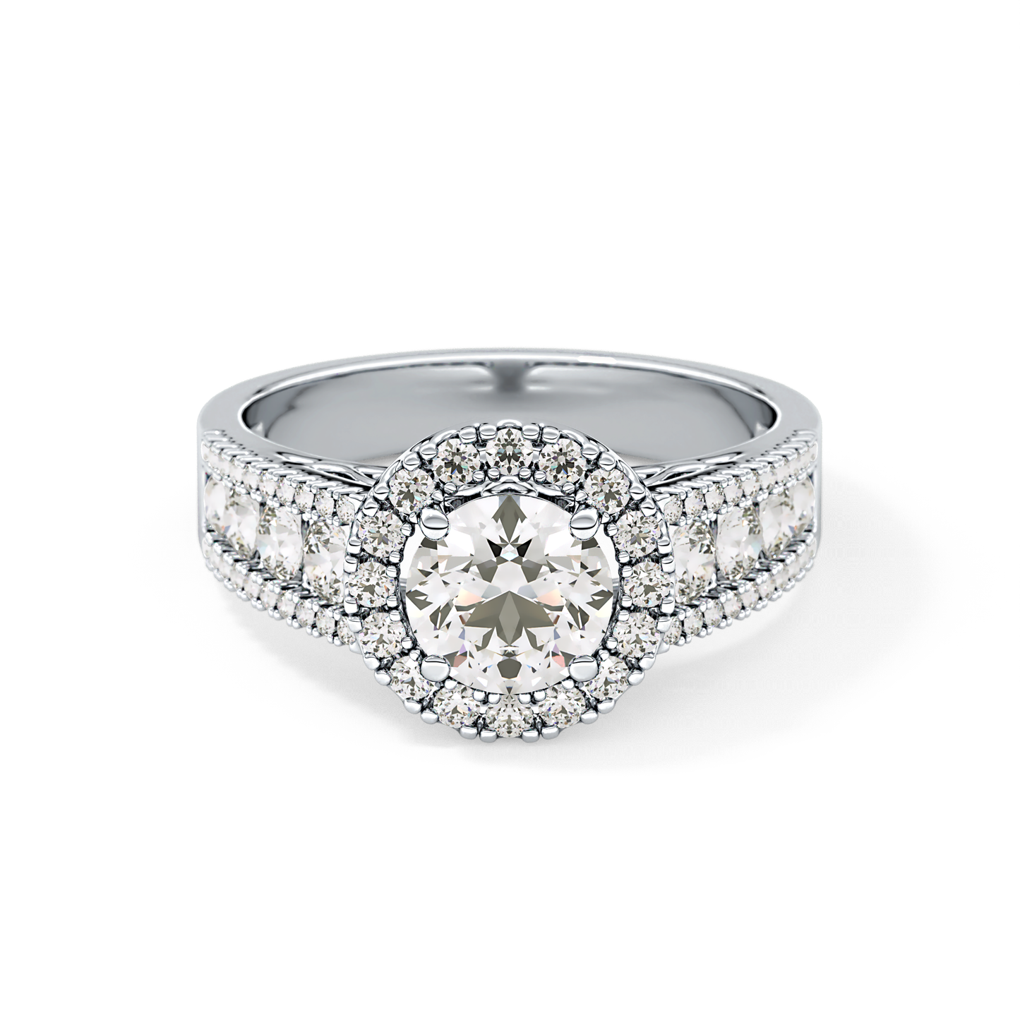 Round Halo & Triple Pave Lab Grown Diamond Engagement Ring