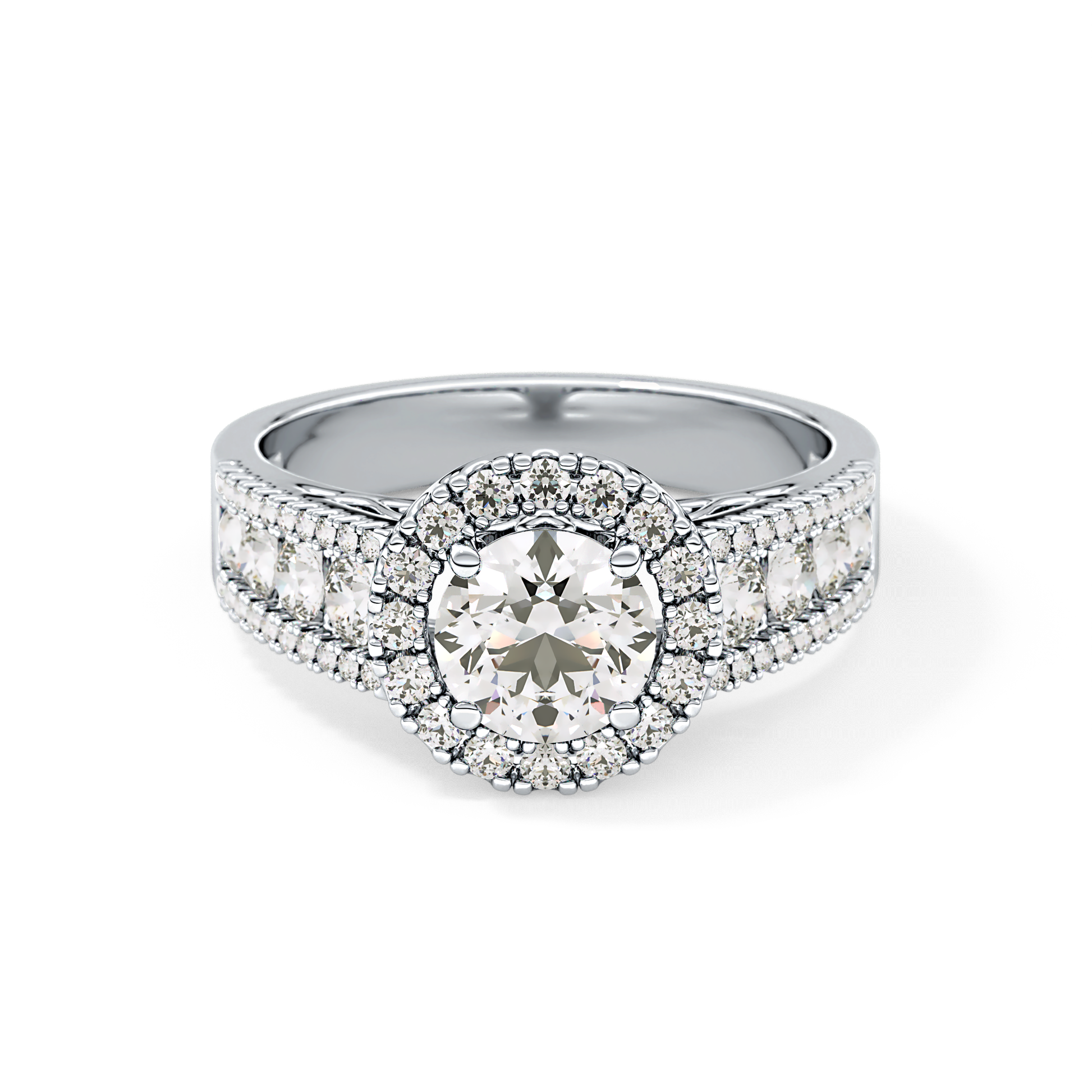Round Halo & Triple Pave Lab Grown Diamond Engagement Ring
