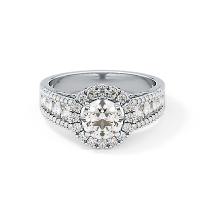 Round Halo & Triple Pave Lab Grown Diamond Engagement Ring