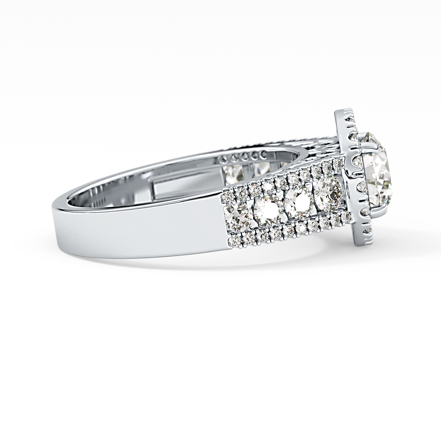 Round Halo & Triple Pave Lab Grown Diamond Engagement Ring