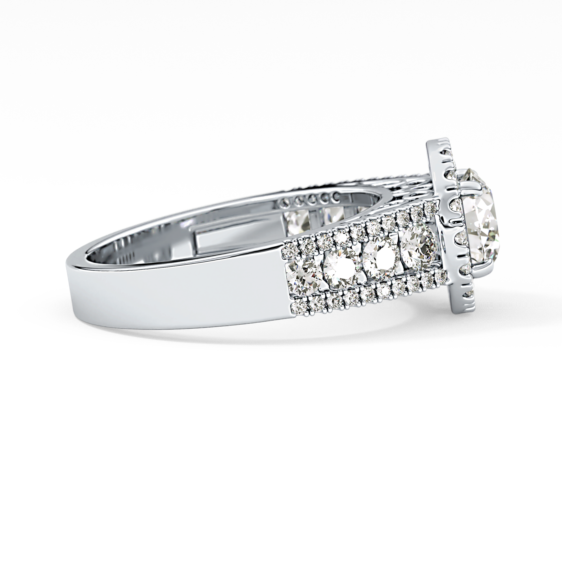 Round Halo & Triple Pave Lab Grown Diamond Engagement Ring