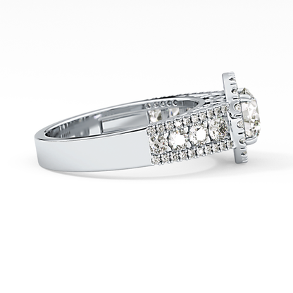Round Halo & Triple Pave Lab Grown Diamond Engagement Ring